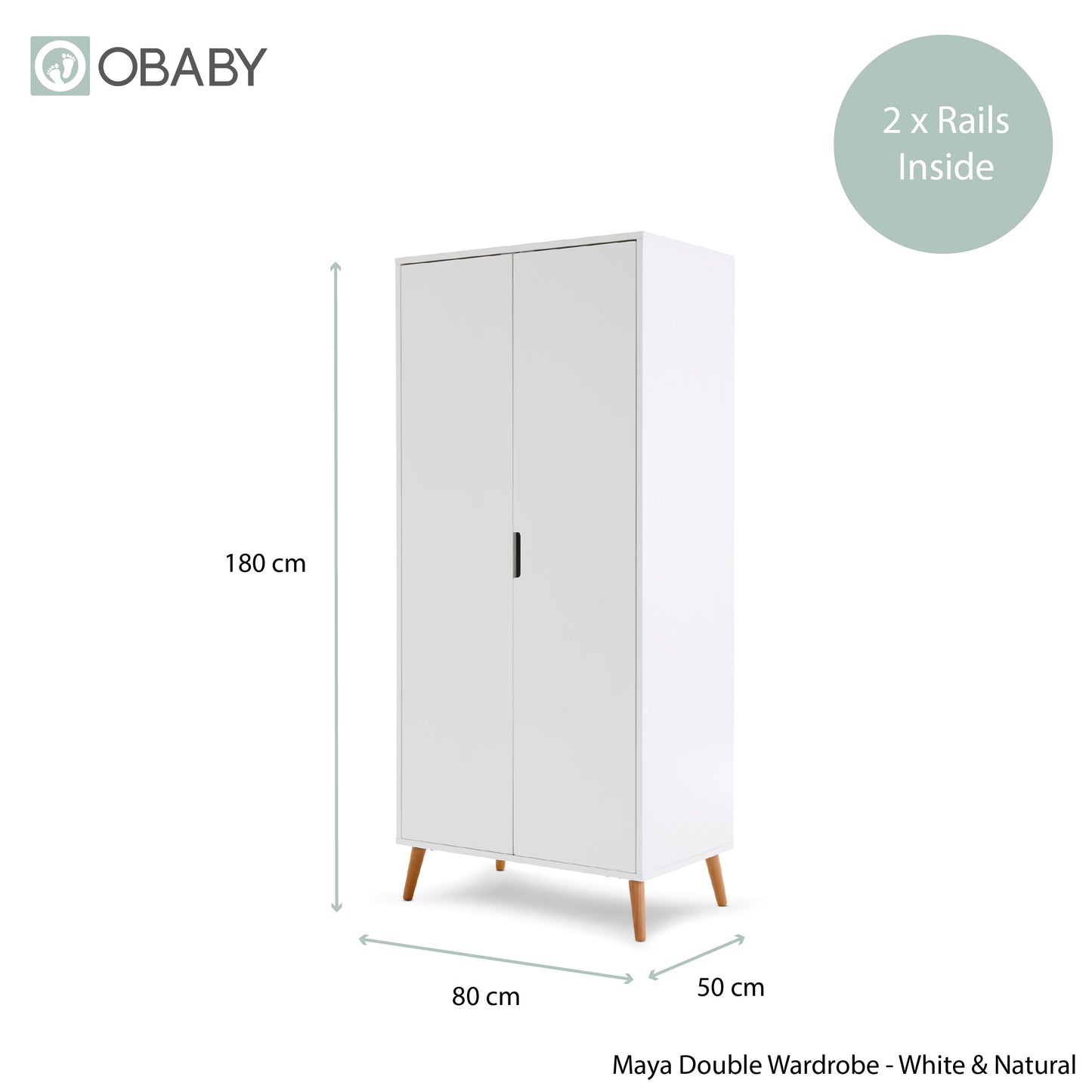 Maya Double Wardrobe - White With Natural
