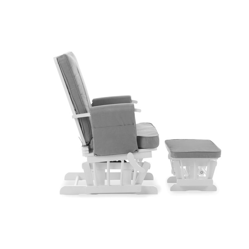 Deluxe Reclining Glider Chair & Stool - Grey