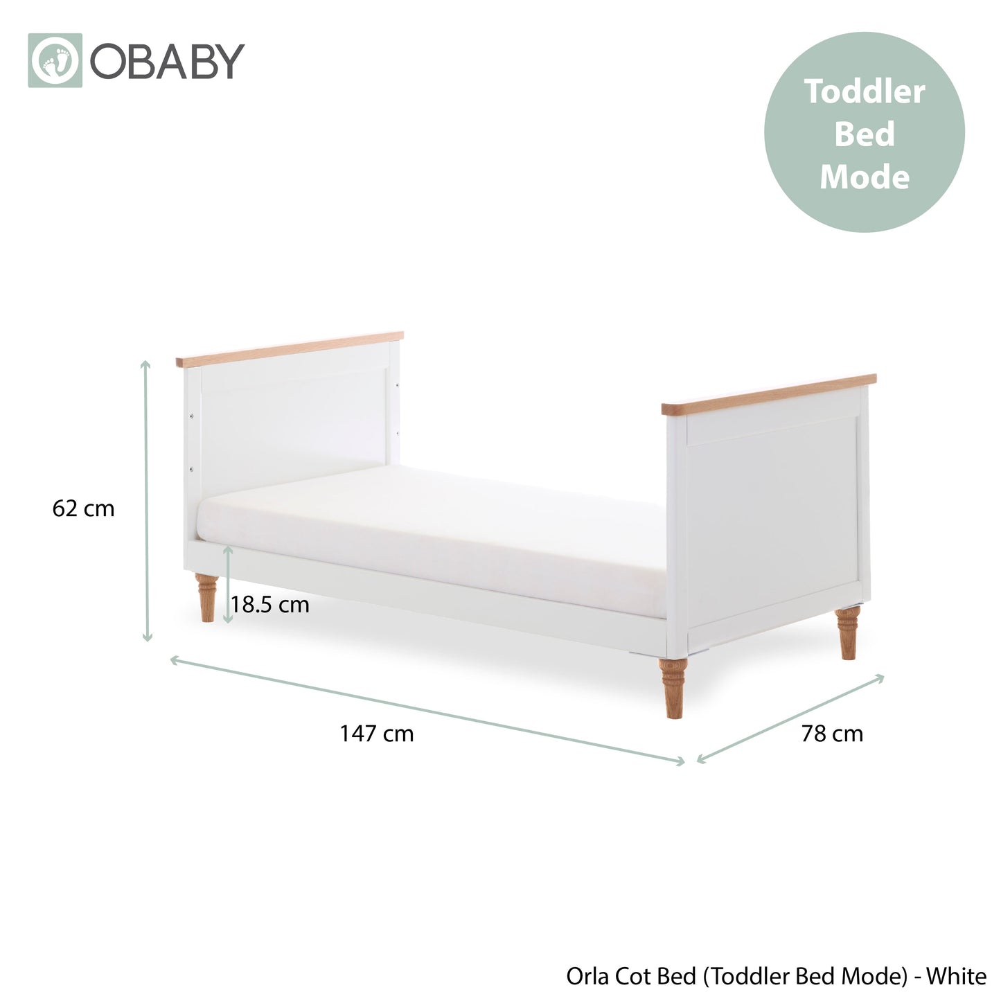 Orla Cot Bed - White with Oak