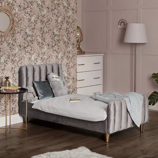 Gatsby Single Bed - Velvet Grey