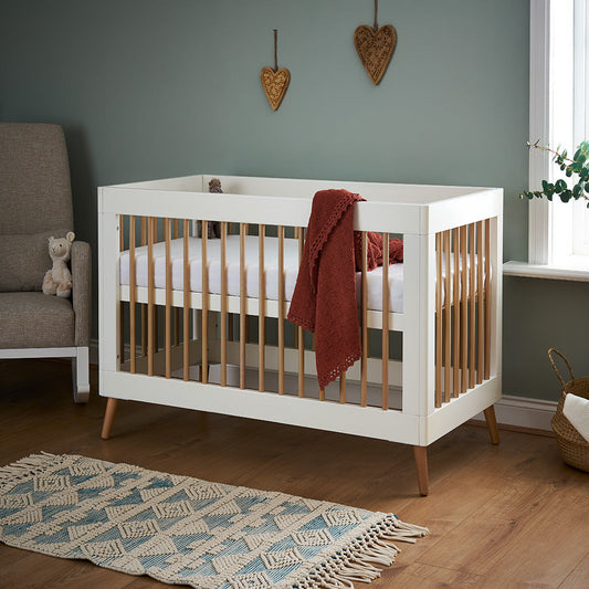 Maya Mini Cot Bed - White With Natural