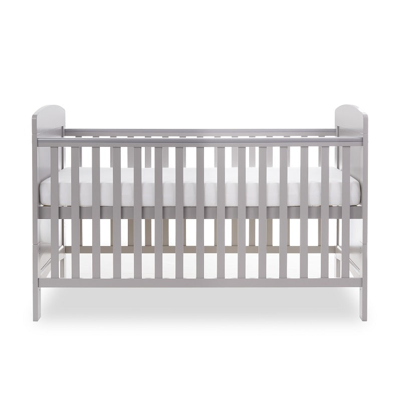 Grace Cot Bed, Cot Top Changer + Fibre Mattress - Warm Grey