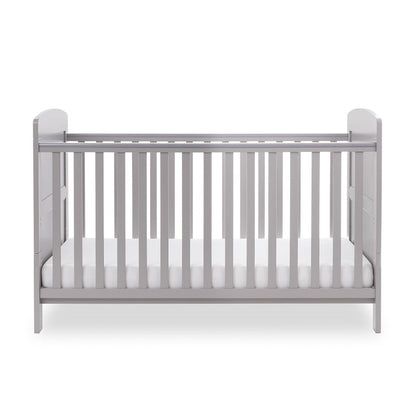 Grace Cot Bed, Cot Top Changer + Fibre Mattress - Warm Grey