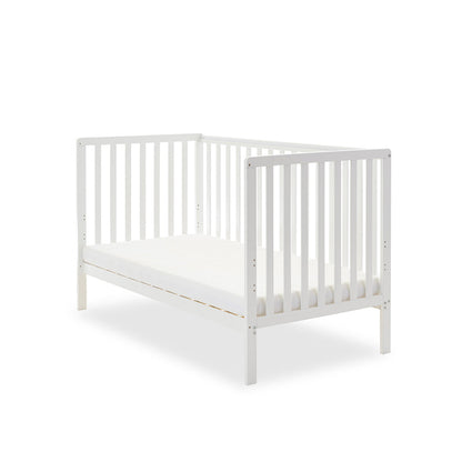 Bantam Cot Bed + Fibre Mattress - White