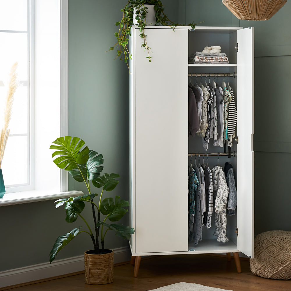 Maya Double Wardrobe - White With Natural