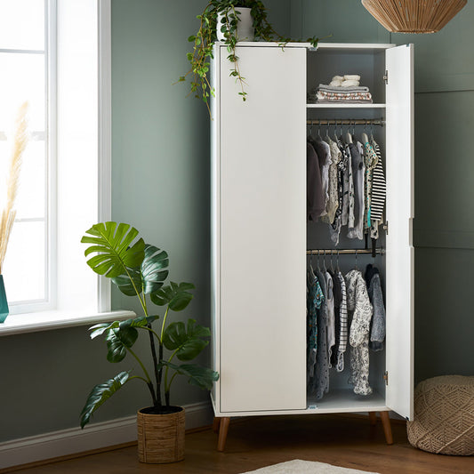 Maya Double Wardrobe - White With Natural