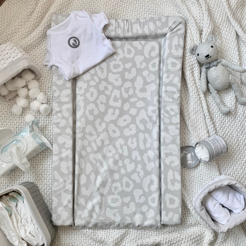 Changing Mat - Leopard Print - Grey