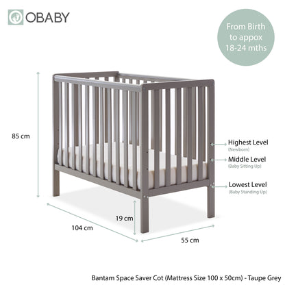 Bantam Space Saver Cot - Taupe Grey
