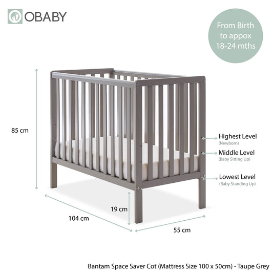 Bantam Space Saver Cot - Taupe Grey