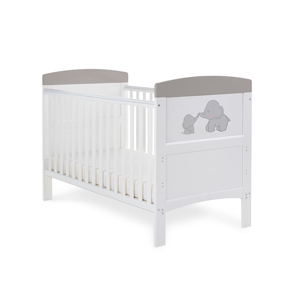 Grace Inspire Cot Bed & Underdrawer -  Me & Mini Me Elephants - Grey