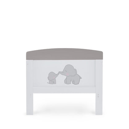 Grace Inspire Cot Bed & Fibre Mattress -  Me & Mini Me Elephants - Grey