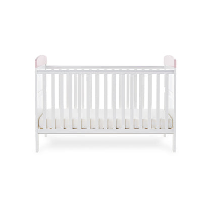 Grace Inspire Cot Bed & Fibre Mattress - Me & Mini Me Elephants - Pink
