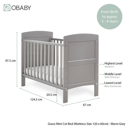 Grace Mini Cot Bed - Warm Grey
