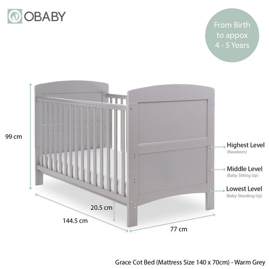 Grace Cot Bed - Warm Grey