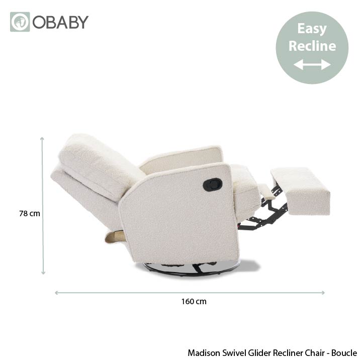 Madison Swivel Glider Recliner Chair - Bouclé Style