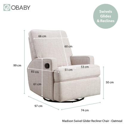 Madison Swivel Glider Recliner Chair - Oatmeal