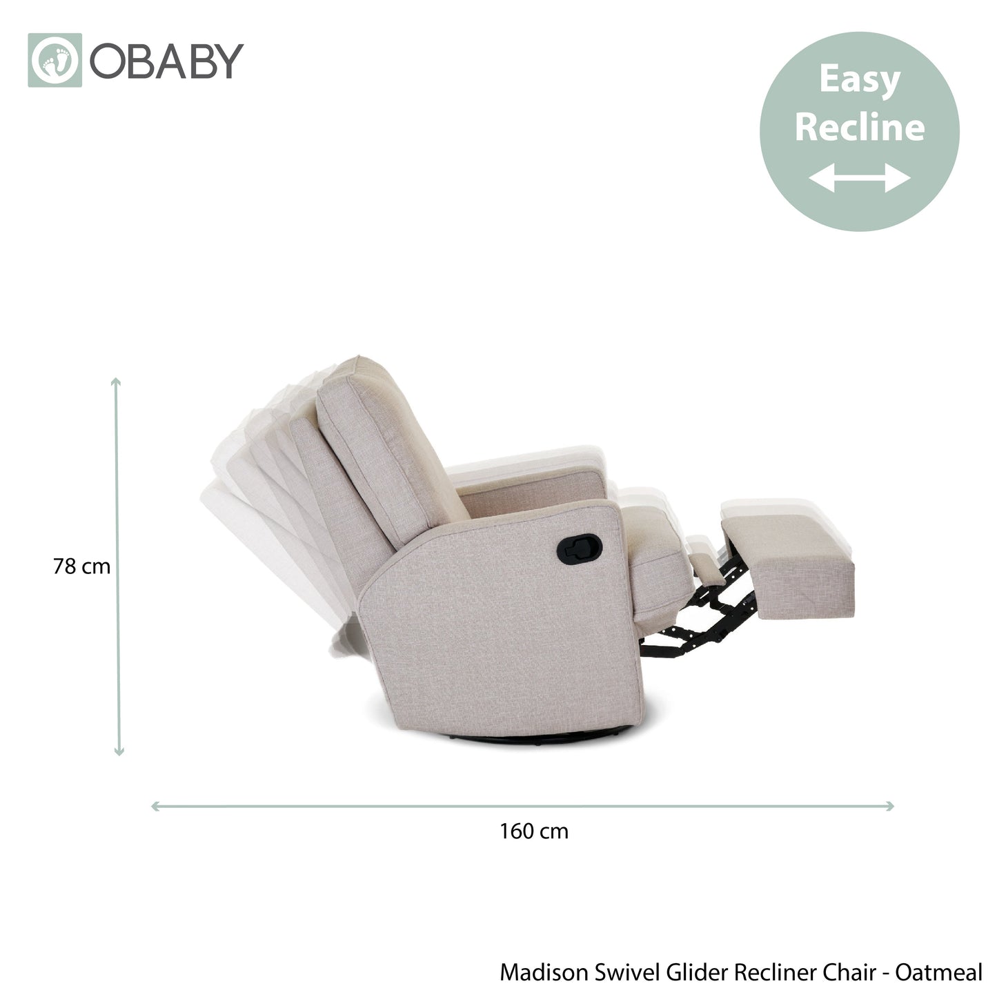 Madison Swivel Glider Recliner Chair - Oatmeal