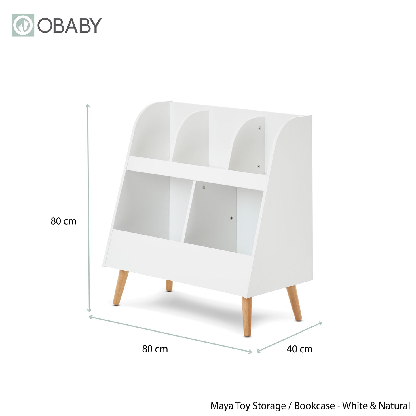 Maya Bookcase/Toy Storage - White With Natural