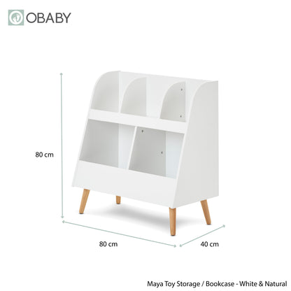 Maya Bookcase/Toy Storage - White With Natural