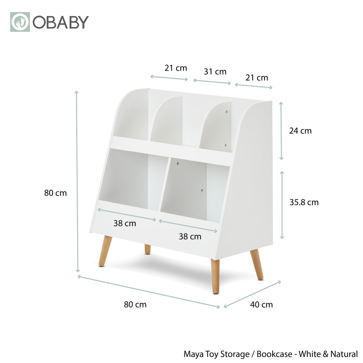 Maya Bookcase/Toy Storage - White With Natural