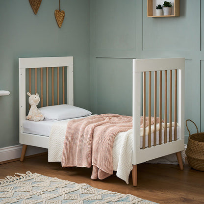 Maya Mini Cot Bed - White With Natural