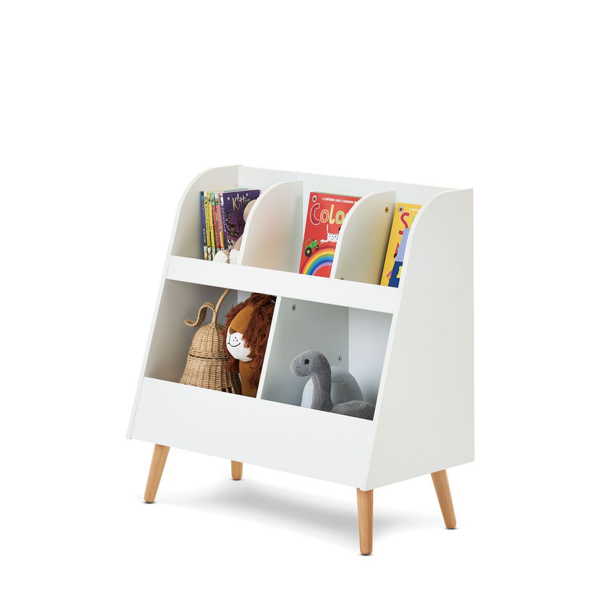 Maya Bookcase/Toy Storage - White With Natural