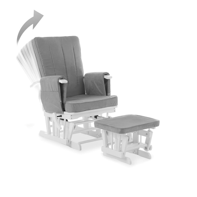 Deluxe Reclining Glider Chair & Stool - Grey