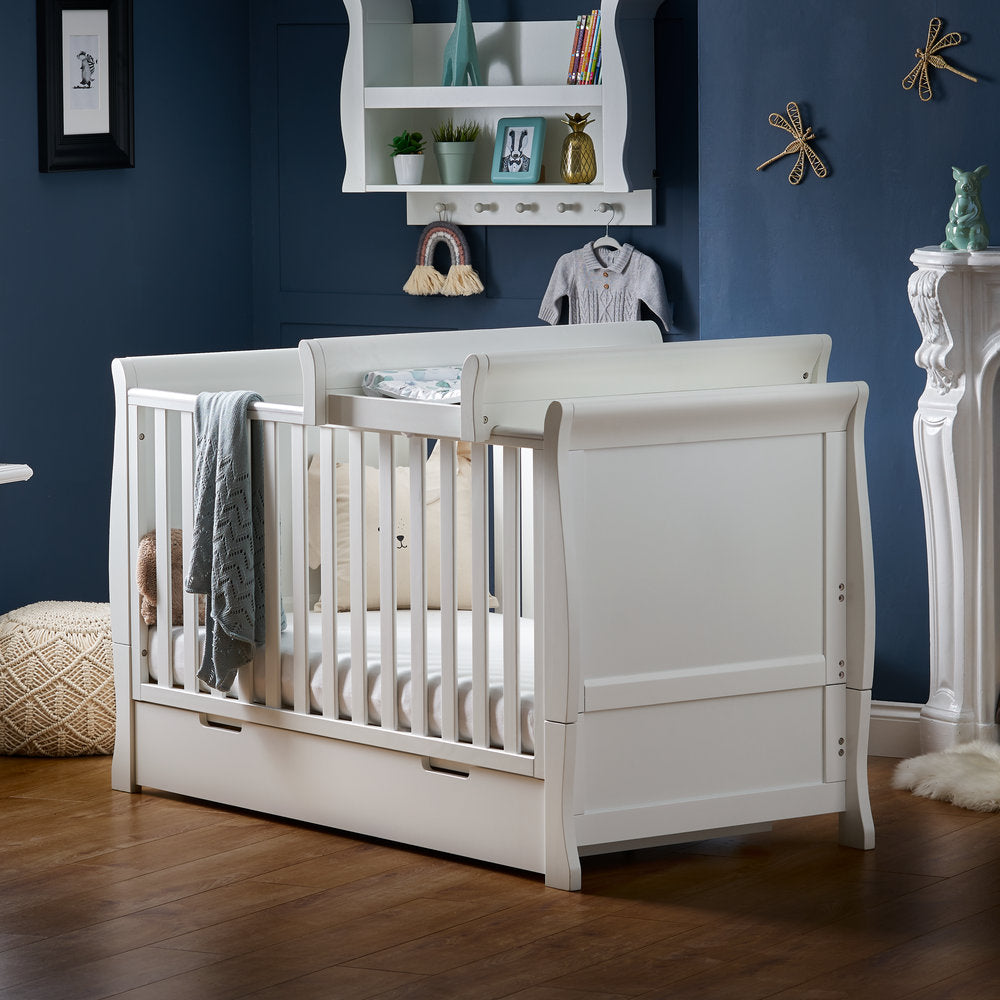 Stamford Sleigh Cot Top Changer - White