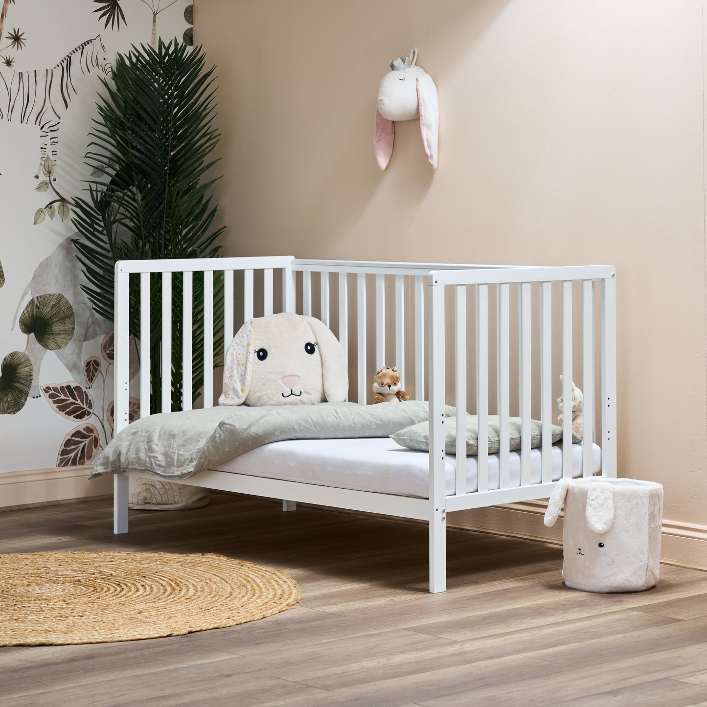 Bantam Cot Bed + Fibre Mattress - White