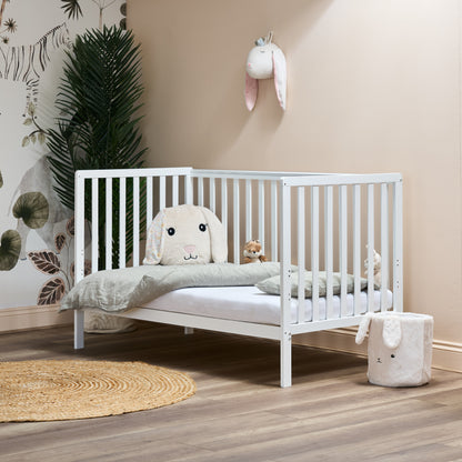 Bantam Cot Bed + Fibre Mattress - White