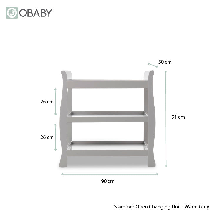 Stamford Sleigh Open Changing Unit - Warm Grey