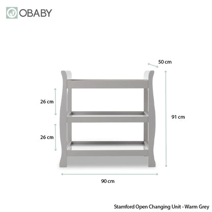 Stamford Sleigh Open Changing Unit - Warm Grey