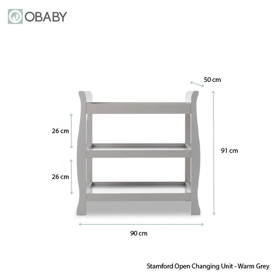 Stamford Sleigh Open Changing Unit - Warm Grey