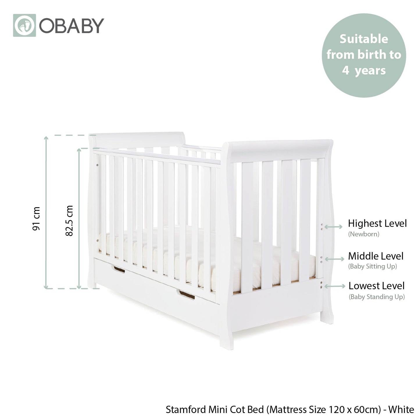 Stamford Mini Sleigh 2 Piece Room Set - White