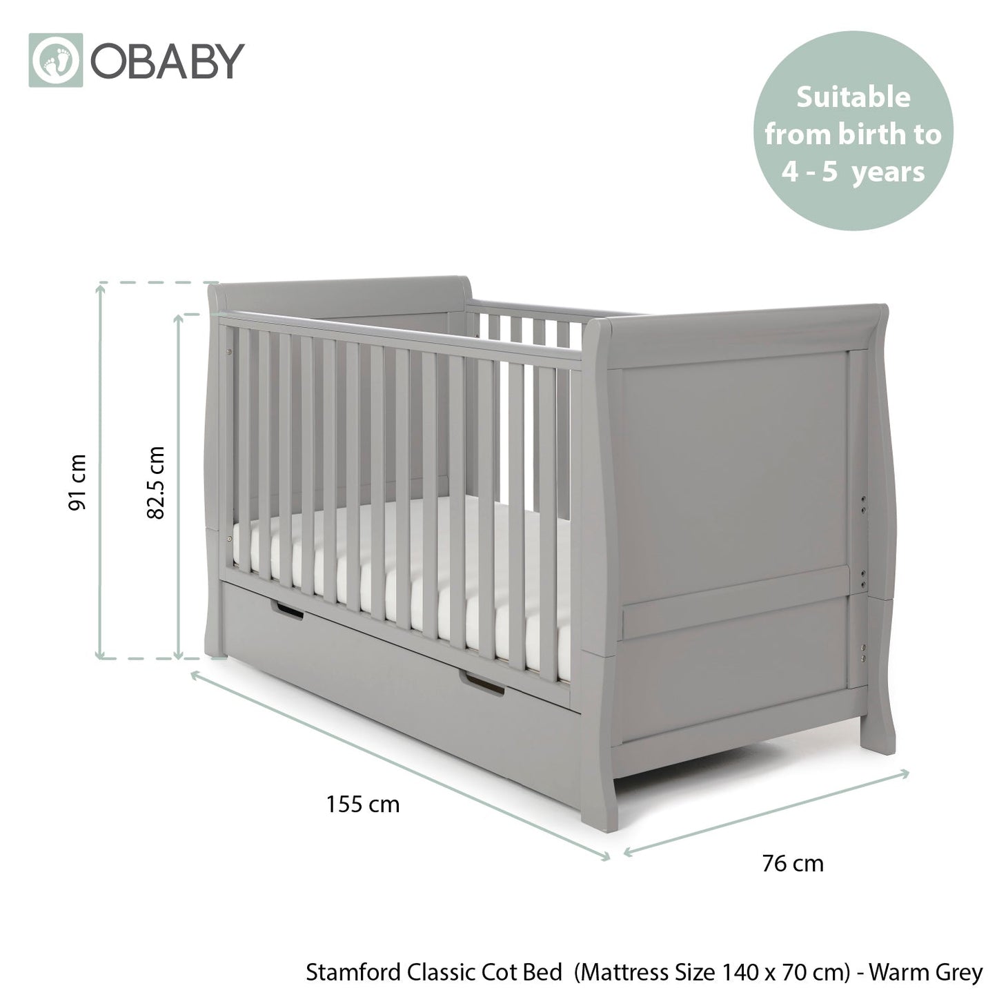 Stamford Classic Sleigh 3 Piece Room Set - Warm Grey