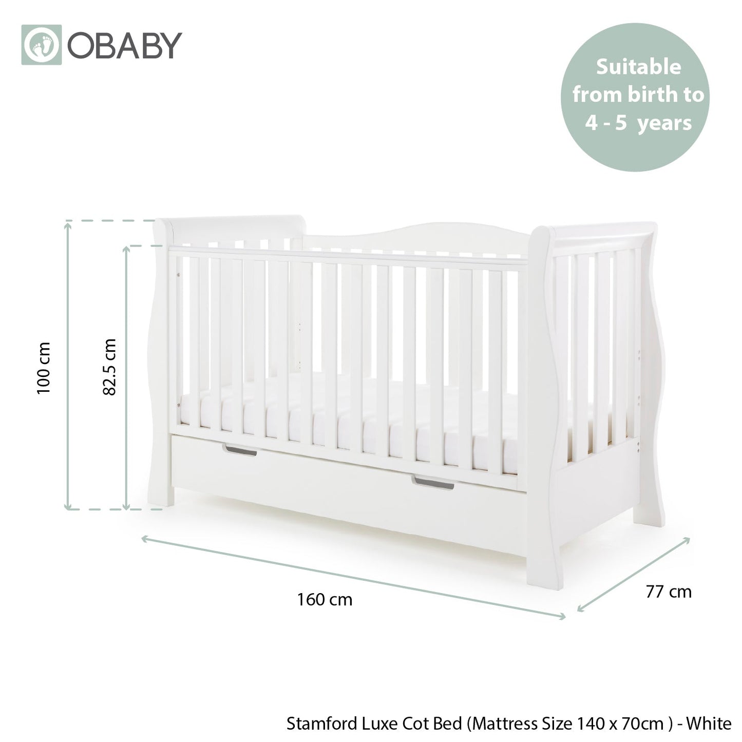 Stamford Luxe Sleigh 3 Piece Room Set - White