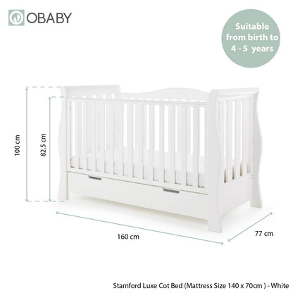 Stamford Luxe Sleigh 3 Piece Room Set - White