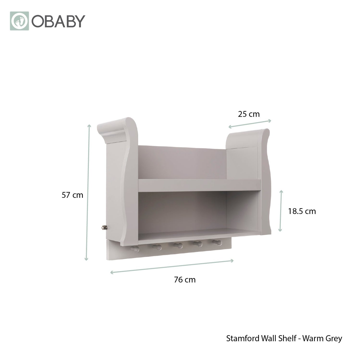 Stamford Sleigh Shelf - Warm Grey