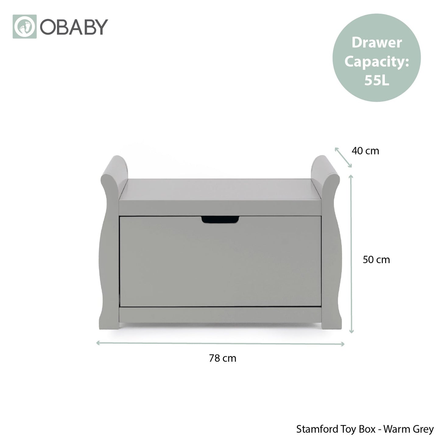 Stamford Sleigh Toy Box - Warm Grey