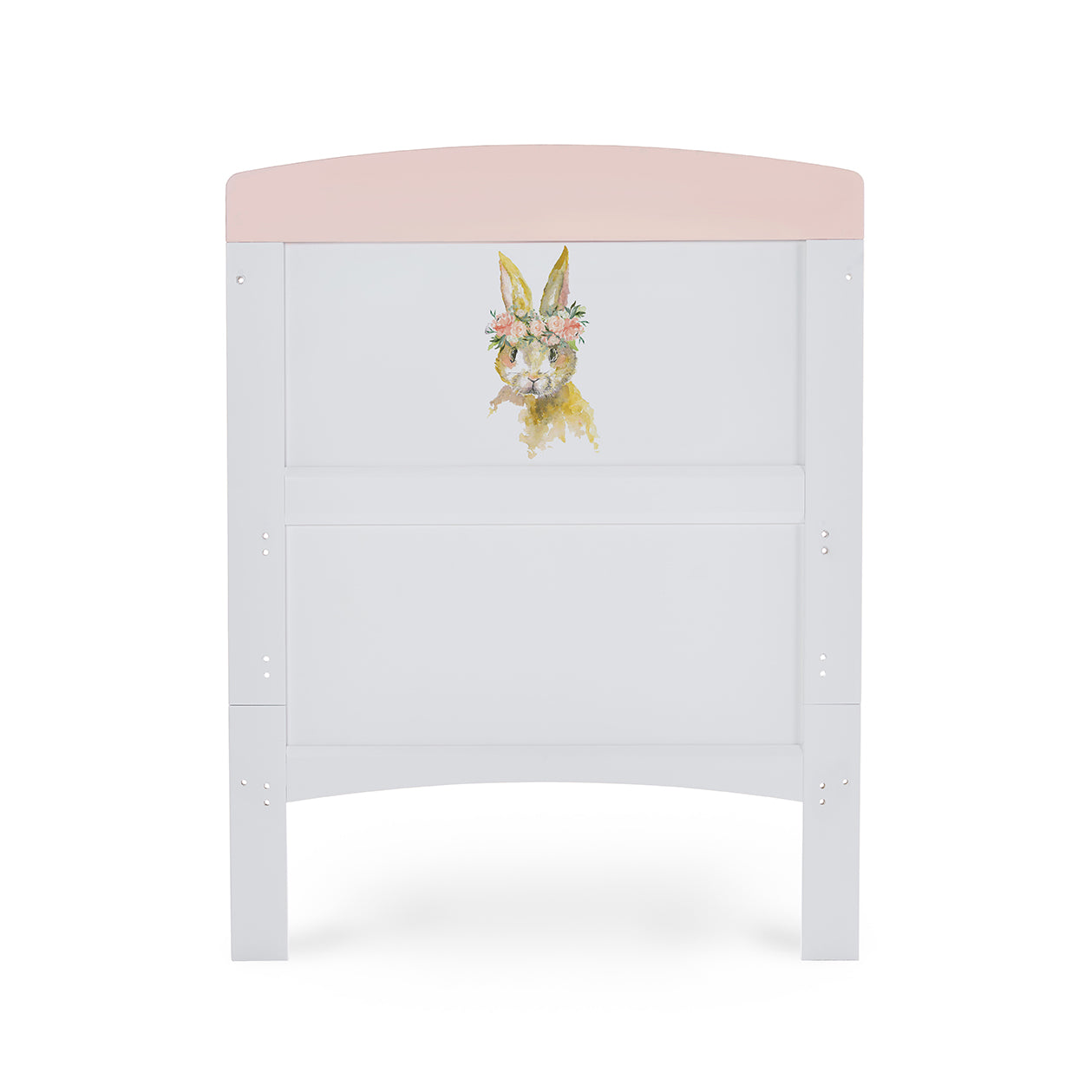 Grace Inspire Cot Bed & Fibre Mattress - Watercolour Rabbit - Pink