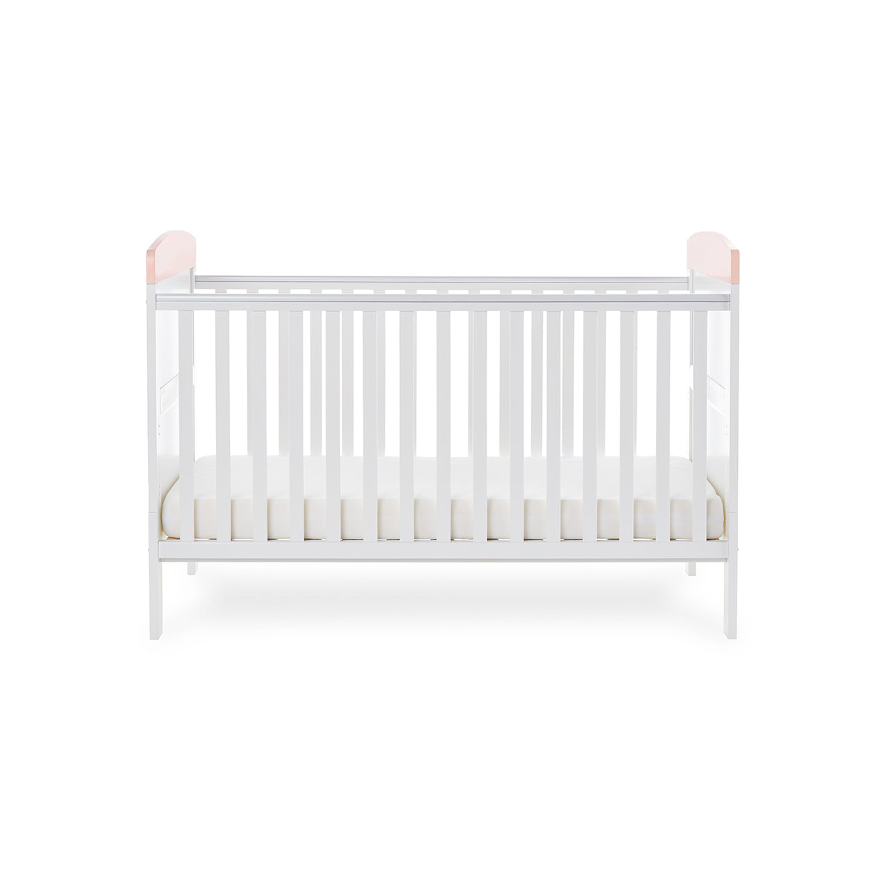 Grace Inspire Cot Bed & Fibre Mattress - Watercolour Rabbit - Pink