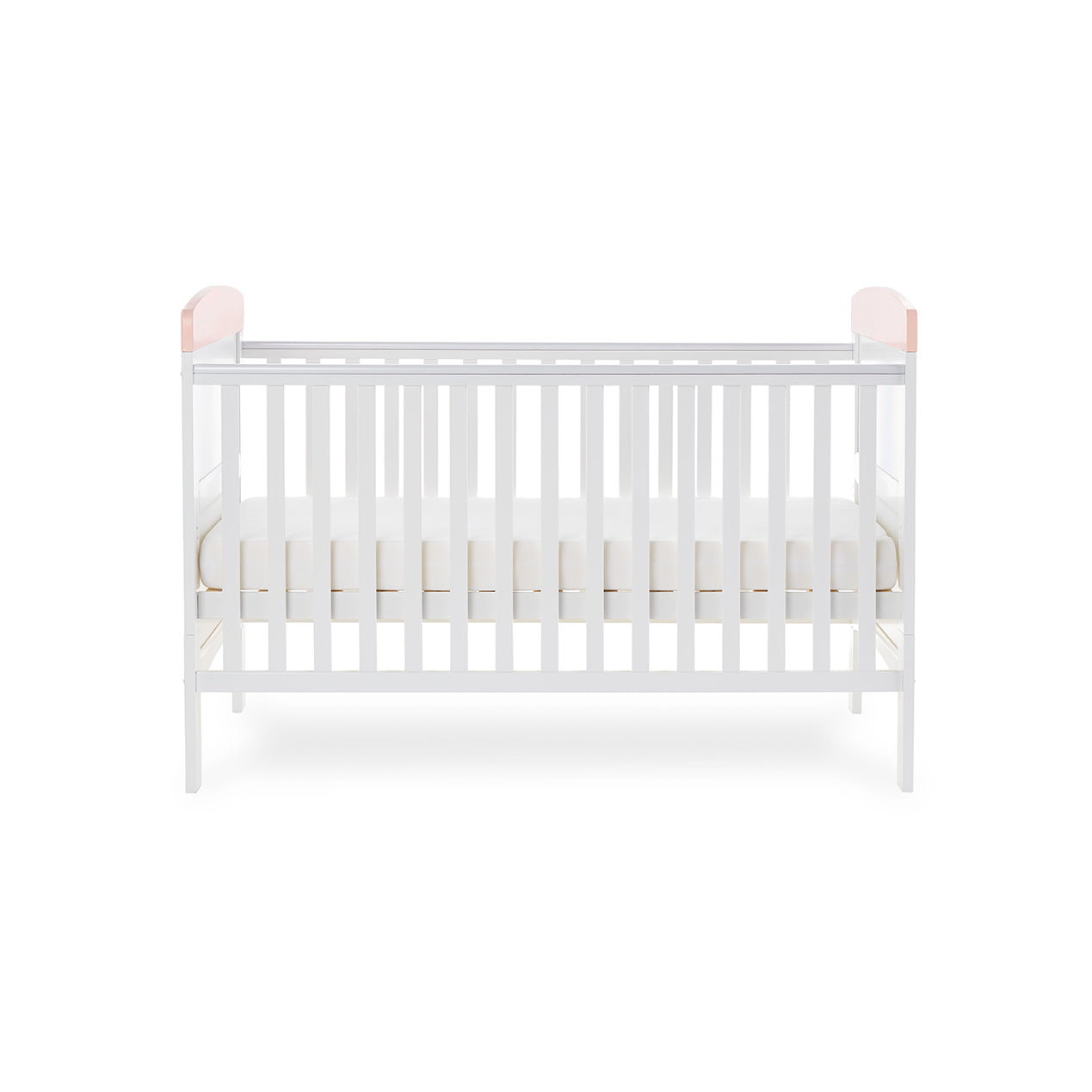 Grace Inspire Cot Bed & Fibre Mattress - Watercolour Rabbit - Pink