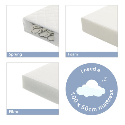 Stamford Space Saver Sleigh Cot - Warm Grey